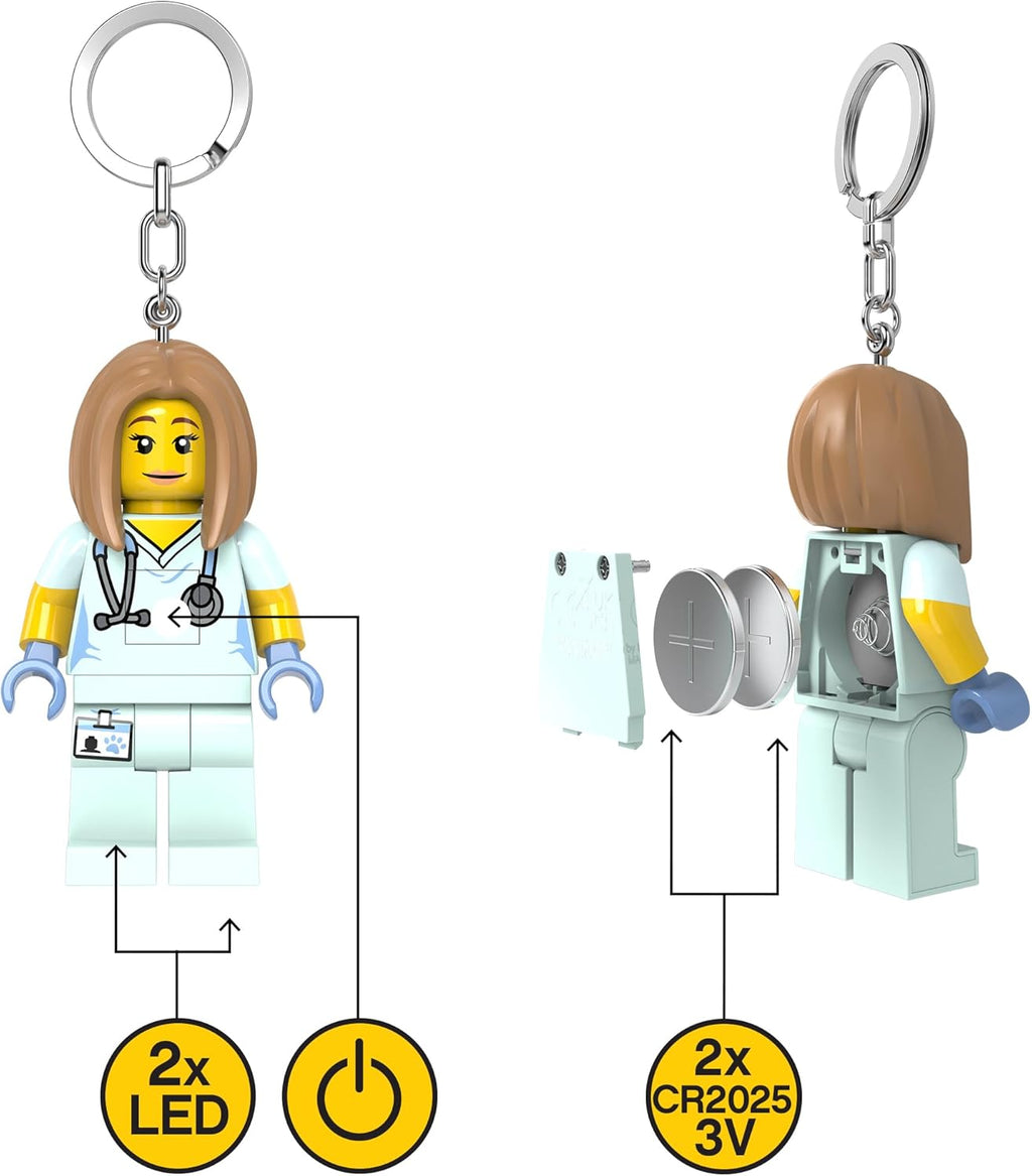 LEGO City Large 3 Inch Tall Figure Keychain Light - Veterinarian/Nurse (KE156H)