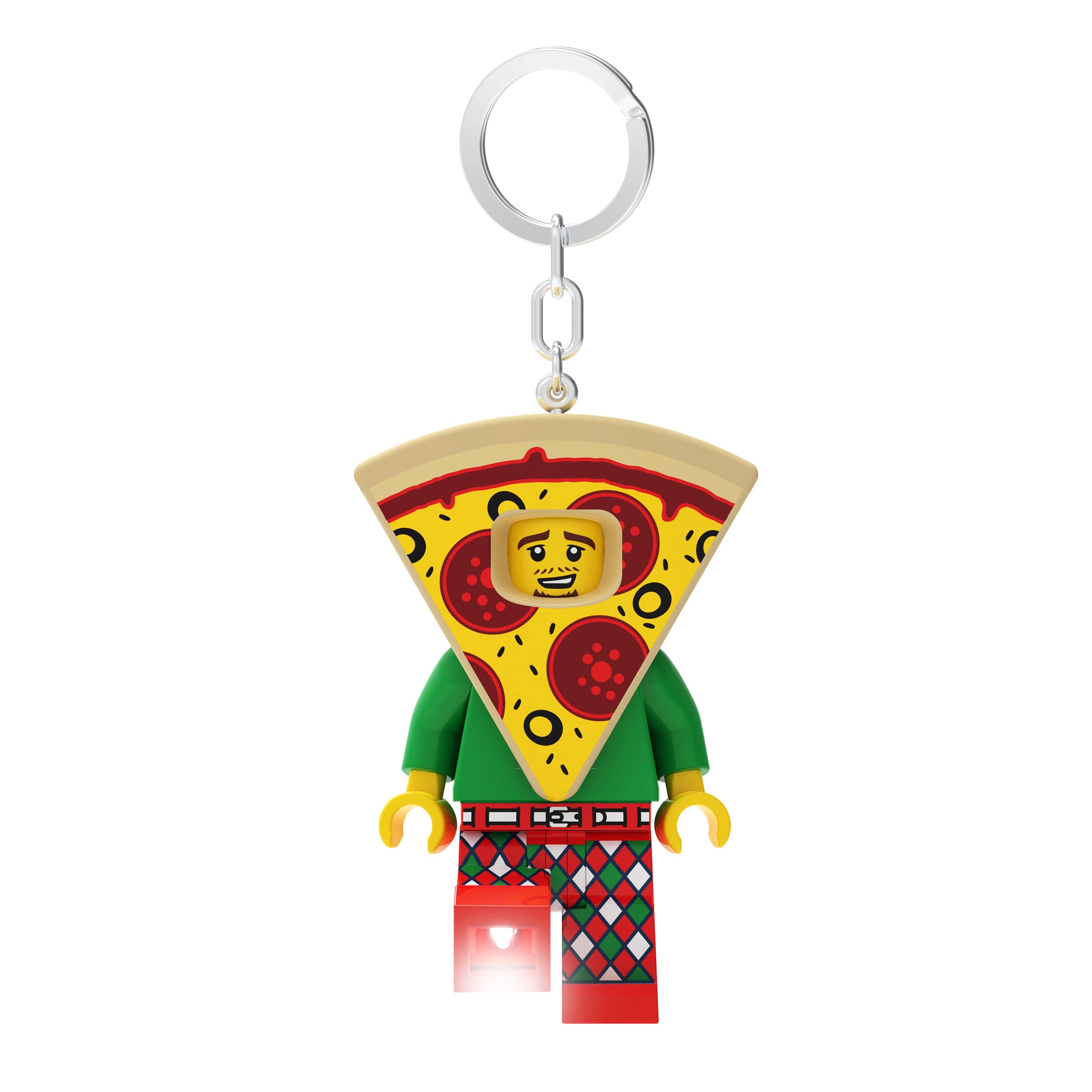 LEGO Minifigures Large 3 Inch Tall Figure Keychain Light - Pizza Costume Guy (KE176H), Bag charm with LED light