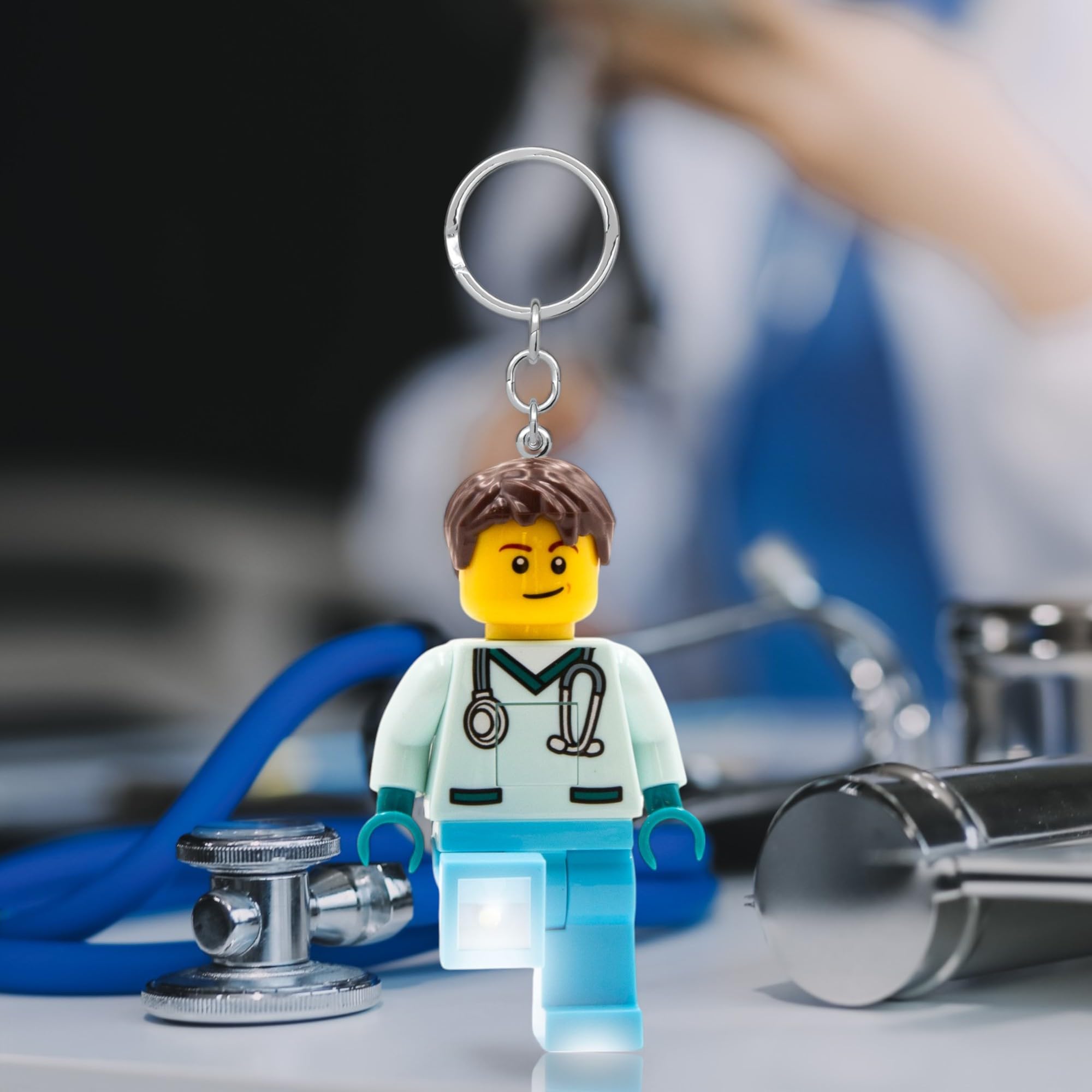 LEGO Minifigures Keychain Light - Male Nurse - 3 Inch Tall Figure (KE194H)