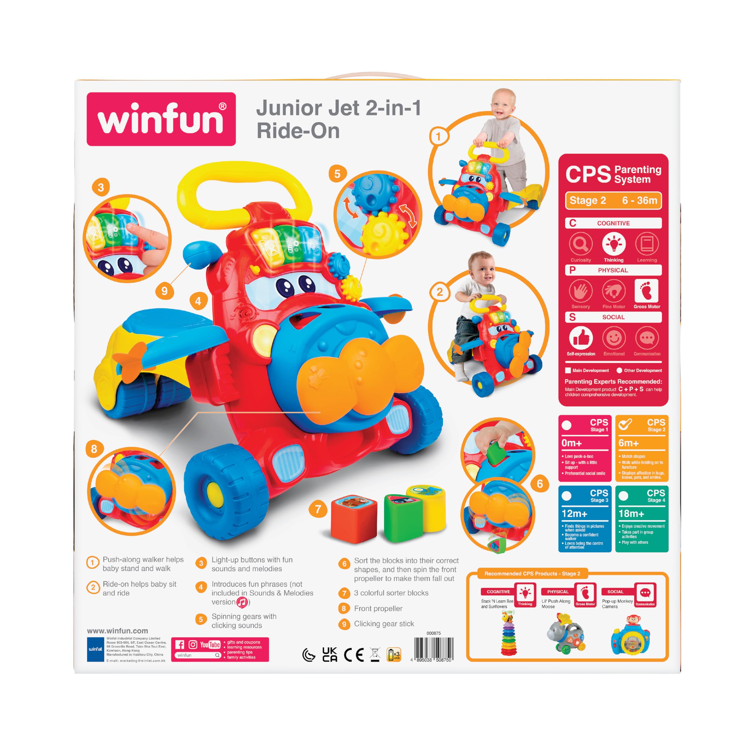 winfun 000875 Junior Jet 2-in-1 walker and ride-on Baby Toy