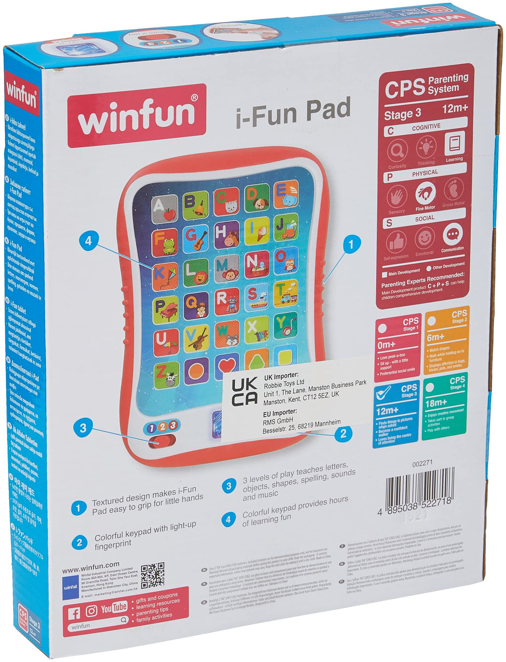 winfun I-Fun Pad Colourful Interactive Keypad Teaches Letters