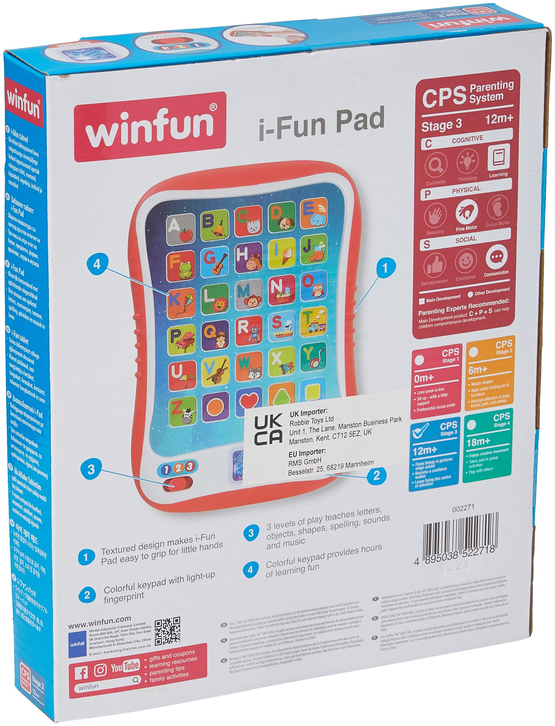 winfun I-Fun Pad Colourful Interactive Keypad Teaches Letters