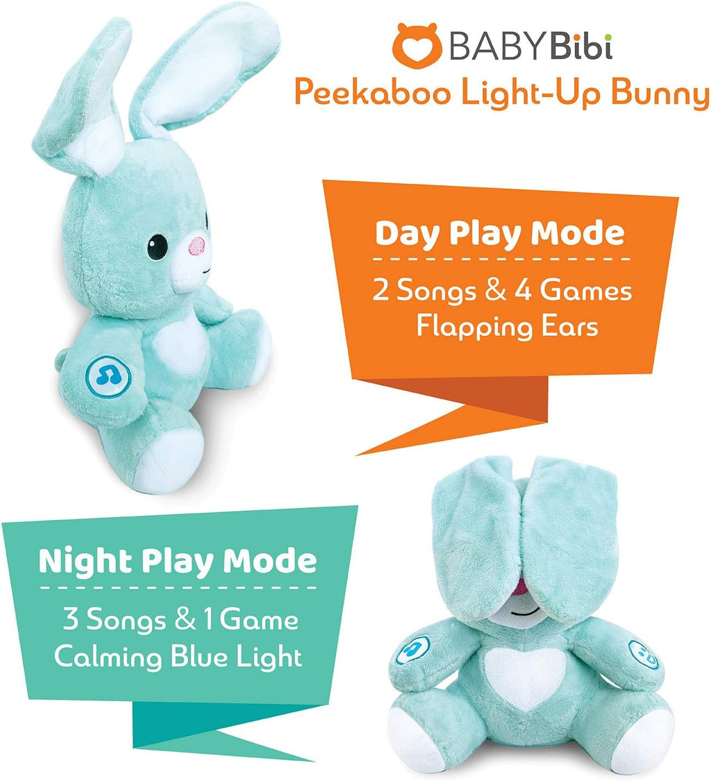 BabyBibi - Peluche de conejito de peluche suave interactivo, 16 pulgadas de alto, juguete Peek a Boo para edades de 6 meses a 5 años