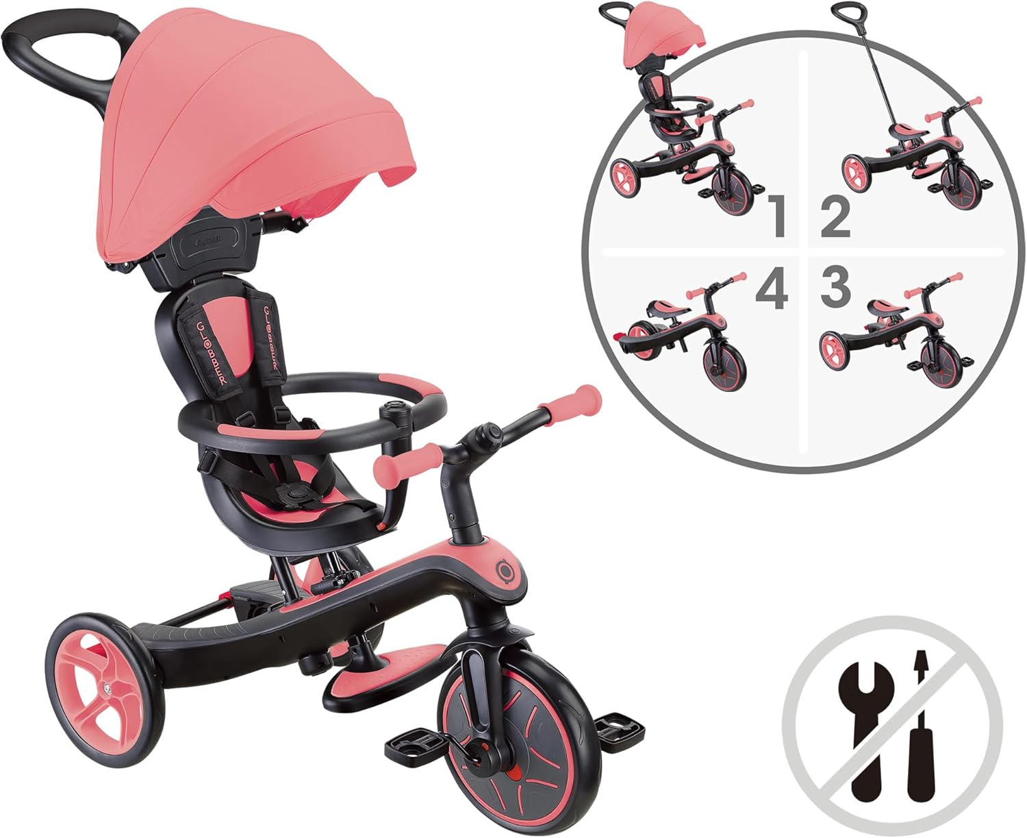 Globber - 4 in 1 Explorer Tricycle Pink
