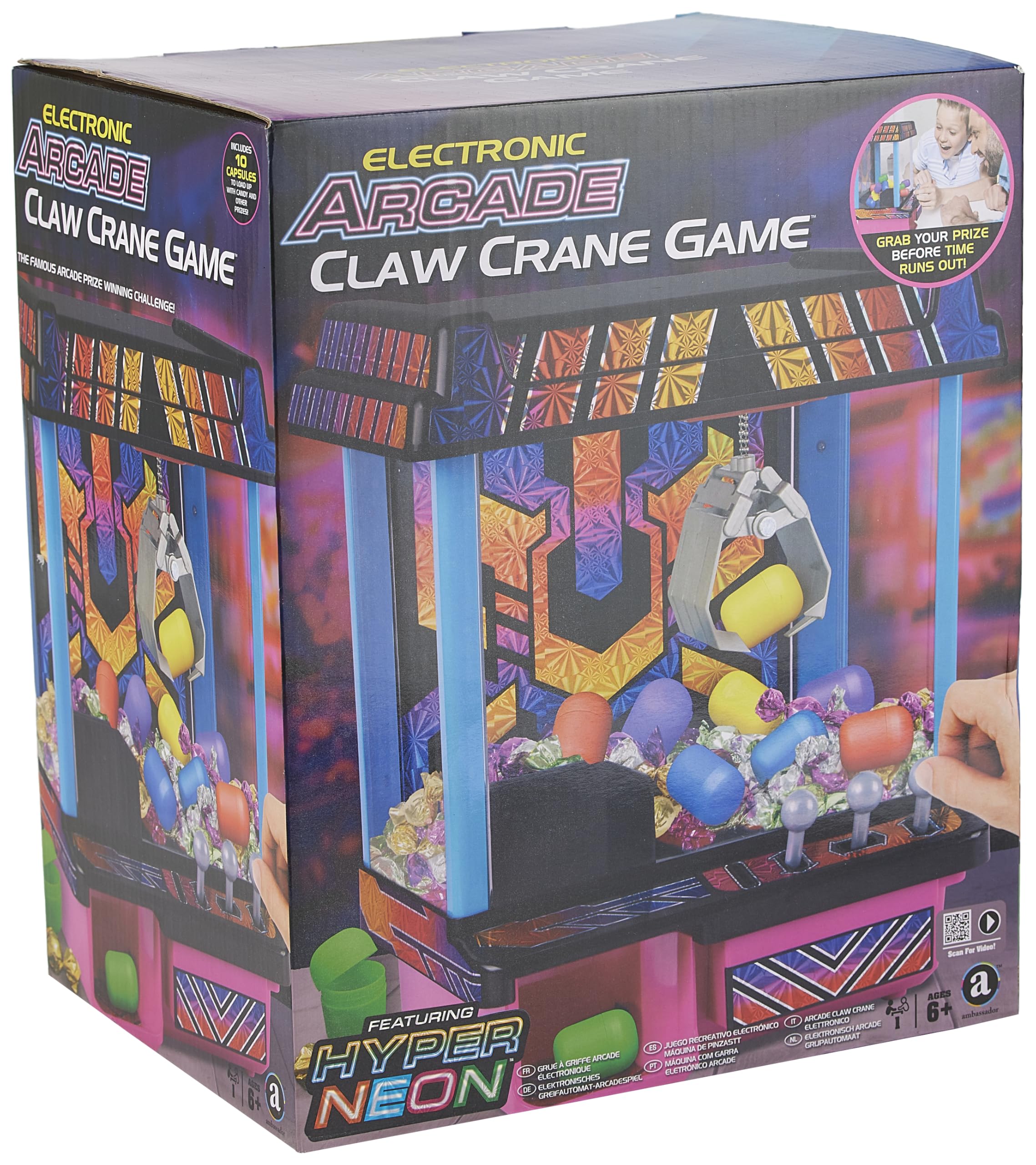 Ambassador Arcade Claw Electronic Crane Set (Hyper Neon Black Series)