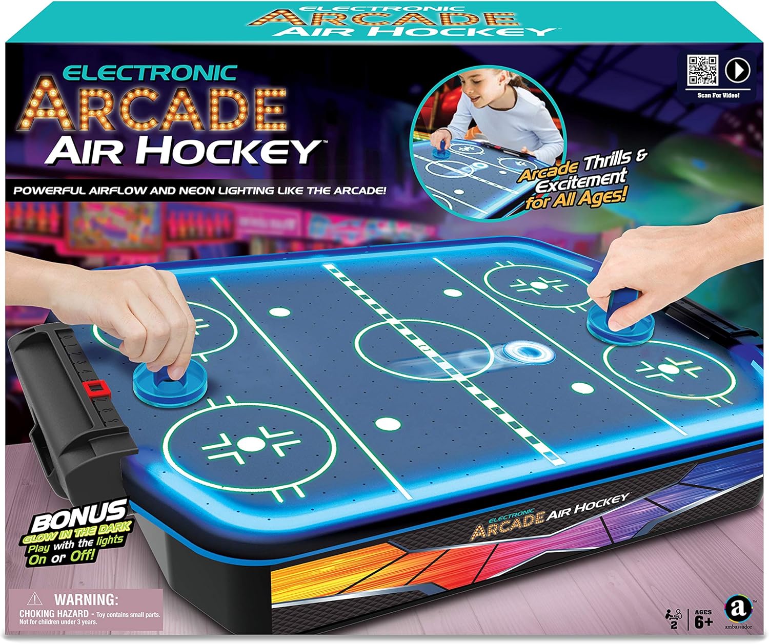 Merchant Ambassador Electronic Arcade Air Hockey (Neon Series)