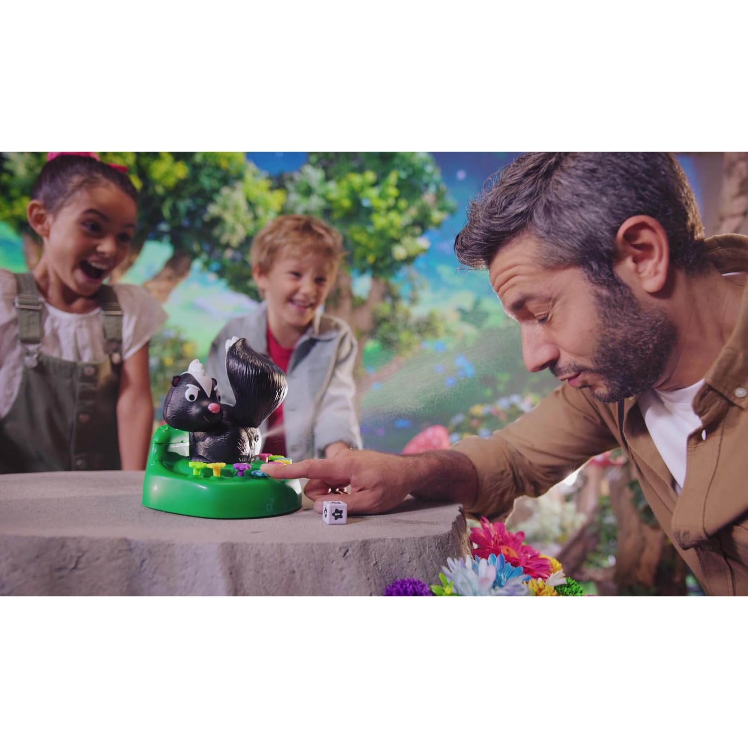 Ambassador Games: SKUNKED! - Kids Dice-Rolling & Luck Game, Funny Surprise Water Spray, Adorable Skunk & Flower Theme, Ages 4