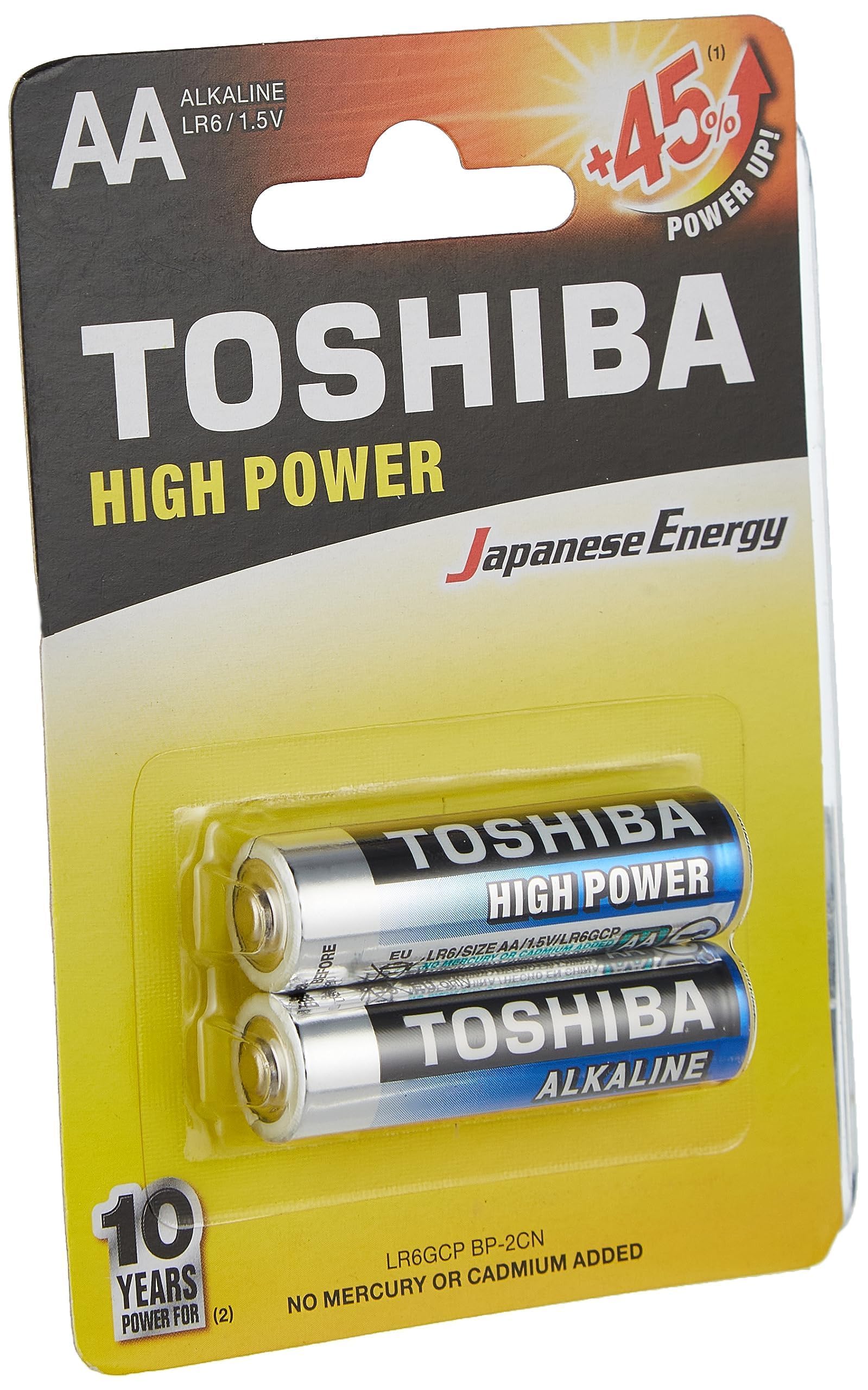 Toshiba Long-Lasting Vibration Resistance High Power Alkaline AA