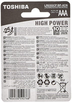 TOSHIBA Long-Lasting Vibration Resistance High Power Alkaline AAA