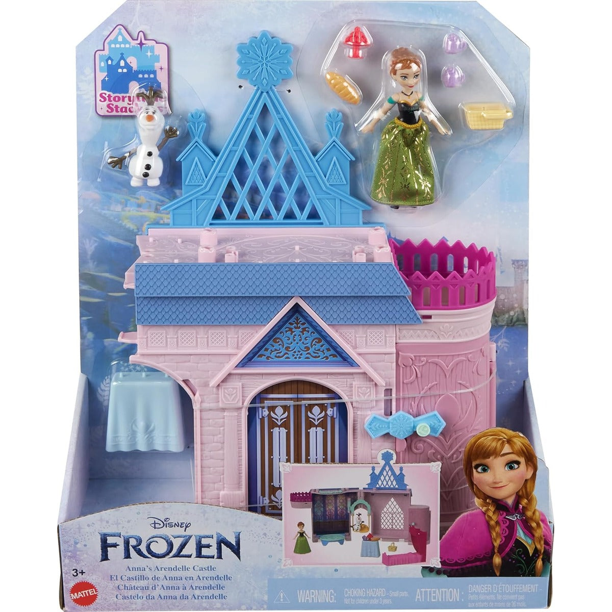 Mattel Disney Frozen Toys, Anna Doll House Stackable Castle with Small Doll