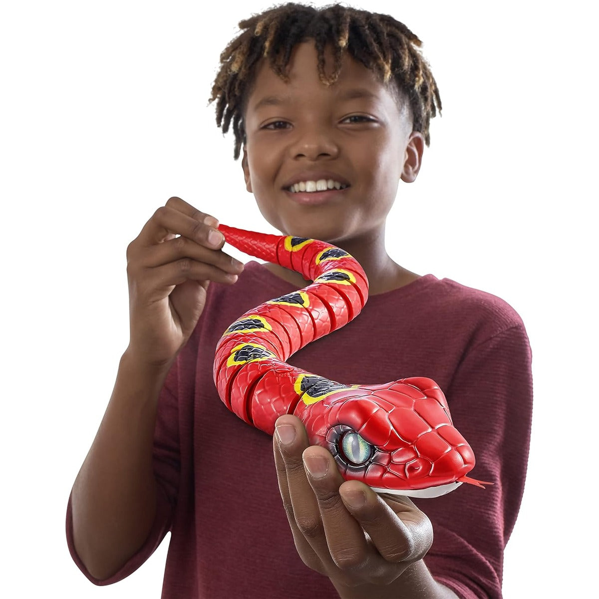Robo Alive Slithering Snake Series 3 Red by ZURU Battery-Powered Robotic Light Up Reptile Toy That Moves (Red), Multi-Color, 7150A