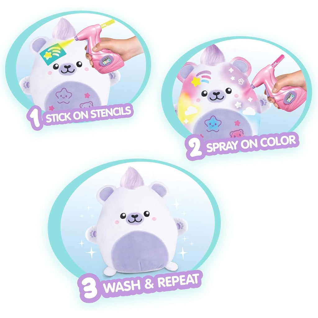Amazon.com: Canal Toys Airbrush Plush Kawaii Squish Bear: Includes Plush Bear, Airbrush Set and Stick on Stencils; Color and wash and Repeat; Create Your own Style : Toys & Games