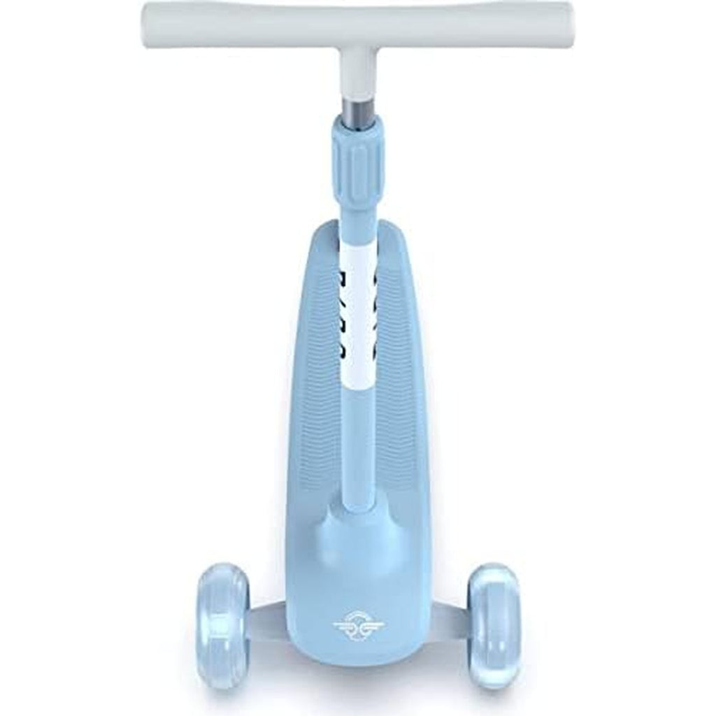 Bird Birdie Glow Kids Scooter Leg Power W/ Glowing Wheels, AdjUStable Height, Portable Compact Stylish Trendy, 3 Wheels Design, Stomp Brake System, Sky Blue