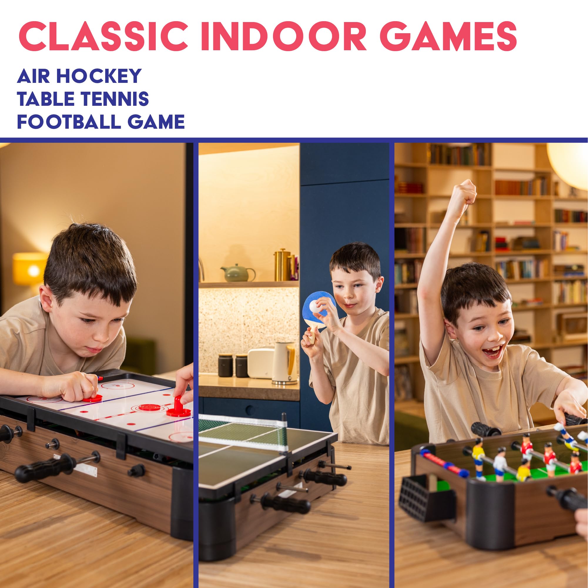 Power Play TY6155 Powerplay 3 in 1 Top Games, Mini Football