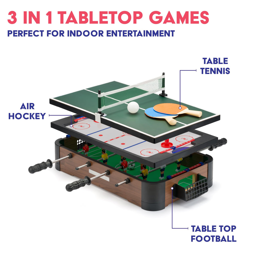 Power Play TY6155 Powerplay 3 in 1 Top Games, Mini Football