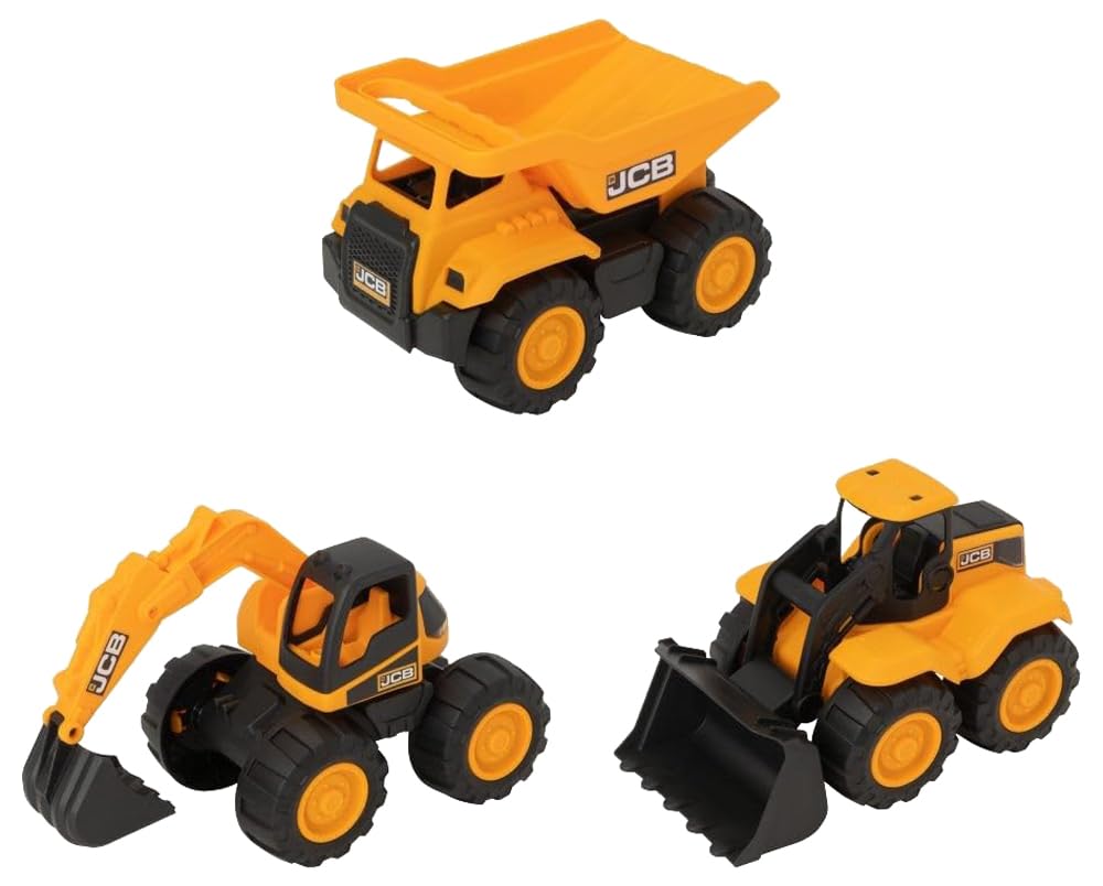 Teamsterz JCB Tough Trucks 3-Pieces, 7 Inch Size, Yellow/Black