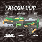 Hip Shot Falcon Clip Automatic Dart Blaster Toy with 10 Soft Darts for Kids, Battery