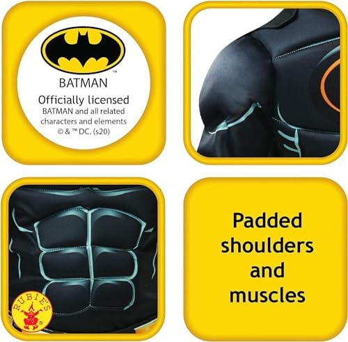 Rubie's Official Batman Black Deluxe Child's Costume, Superhero Fancy Dress, Child's Size