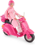 Fulla Doll with Pink Motorbike Includes Floral Pants, Jacket, Helmet and Headscarf & Fashionable Outfit with Ride-On