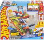 Hot Wheels City Toy Car Track Set, Transforming Stunt Garage Playset & 1