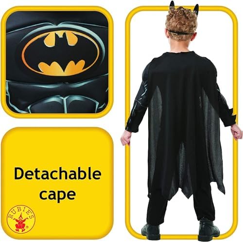 Rubie's Official Batman Black Deluxe Child's Costume, Superhero Fancy Dress, Child's Size