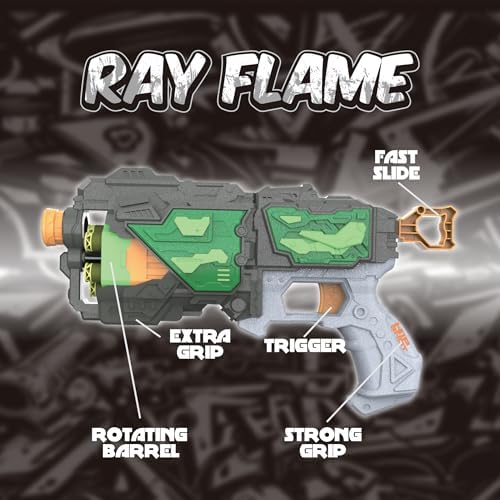 Hip Shot Ray Flame Power Dart Blaster for Kids, Includes 6