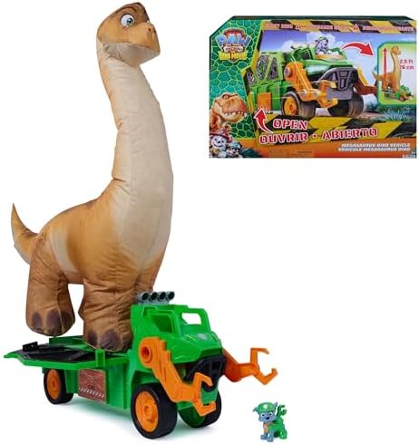 PAW PATROL: The Dino Movie Rocky's Megasaurus Transport Vehicle, Push Button Inflatable