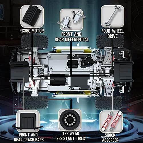 1:16 Scale Remote Control Car, 20 KM/H High-Speed Monster Truck For Boys Adults, LED Light 4WD All Terrain RC Truck, 4x4 Waterproof Off-Road Truck