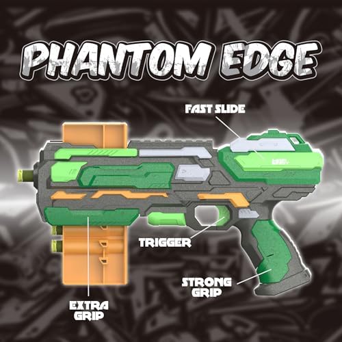 Hip Shot Phantom Edge Manual Dart Blaster for Kids, Includes 6