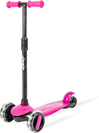 ZIGGY 3-Wheel Tilt Scooter for Kids Ages 2-10 | Red Kick Scooter with LED Light-Up Wheels, 4-Height Adjustable