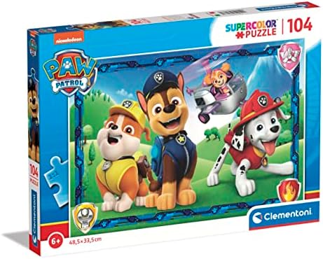 Clementoni Puzzle Paw Patrol Happy 104 Pieces, Made in Italy, Jigsaw Puzzle for Children