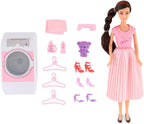 Fulla Doll with Washing Machine Set Includes Towels, Hangers Toy Bear Boxes and Shoes & Machine Features Light and