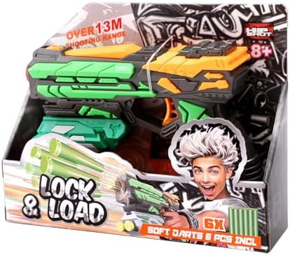 Hip Shot Lock & Load Compact Dart Handgun for Kids, Includes 6 Darts, Quick Reload
