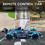 Toyshine F1 Fast RC Drift Car, Remote Control Car LED Lights 4WD 2.4GHz 360°Rotating RC Race Sport Stunt Car, High Speed Formula 1 Model Vehicle Toys Birthday Gifts for Kids Boys Age of 6-12 -Green
