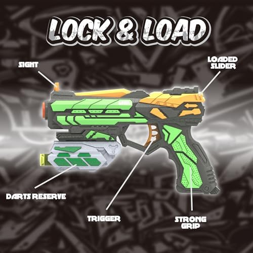 Hip Shot Lock & Load Compact Dart Handgun for Kids, Includes 6 Darts, Quick Reload