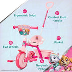Spartan Trike 3Wheel Kids Tricycle Children Trike With Storage Box With Removable Parents Push Handle Bar Available in Disney, Marvel & Nickelodeon Licensors (Pink)