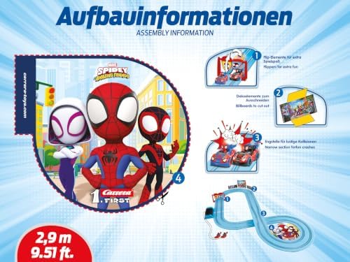 Carrera FIRST First Year Spidey Go Webs Go Slot Car Racing Set (2.9m) I Battery