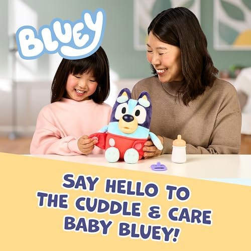 Bluey Baby verwöhnt und pflegt, füttert und beruhigt Baby, elektronisches Plüschtier 28