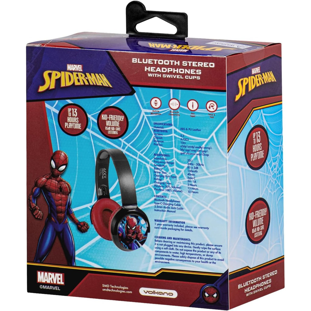 Volkano Marvel Spiderman Bluetooth Wireless Stereo Headphone upto 9 hours Playtime, Built in Microphone