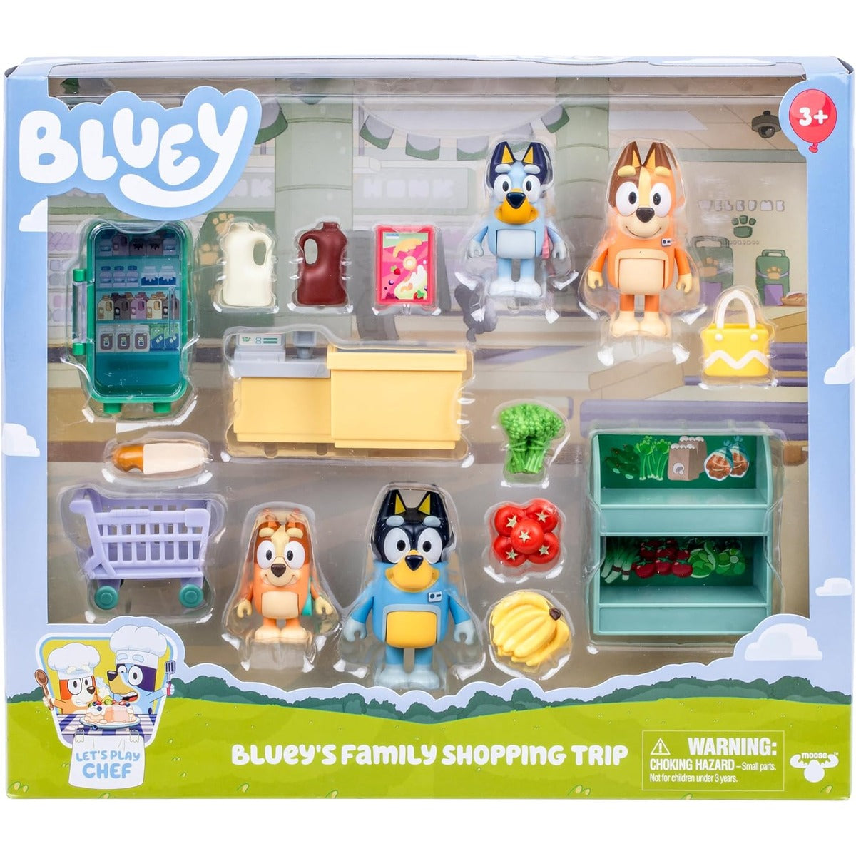 Bluey Series 13 Let's Play Chef Family Shopping Trip Exclusive Figure Playset