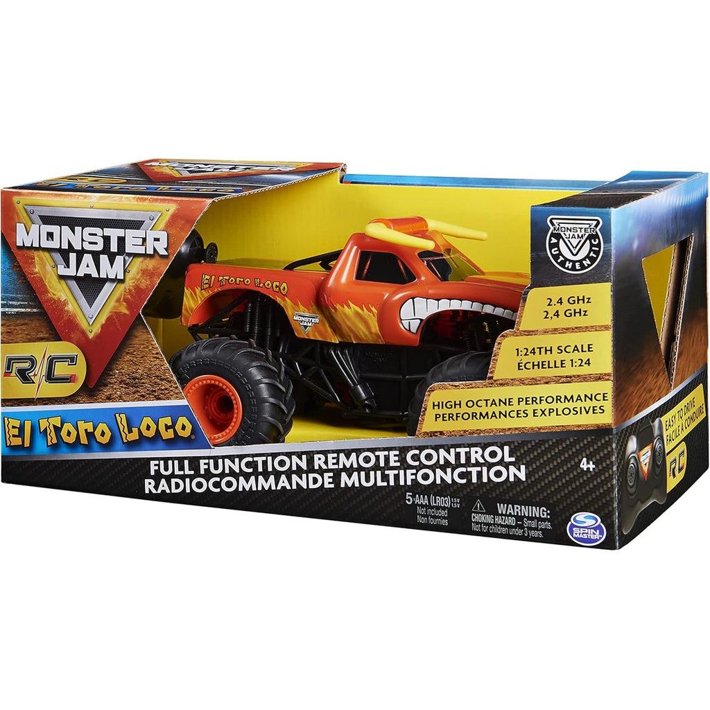 Monster Jam Official El Toro Loco Remote Control Monster Truck, 1:24 Scale