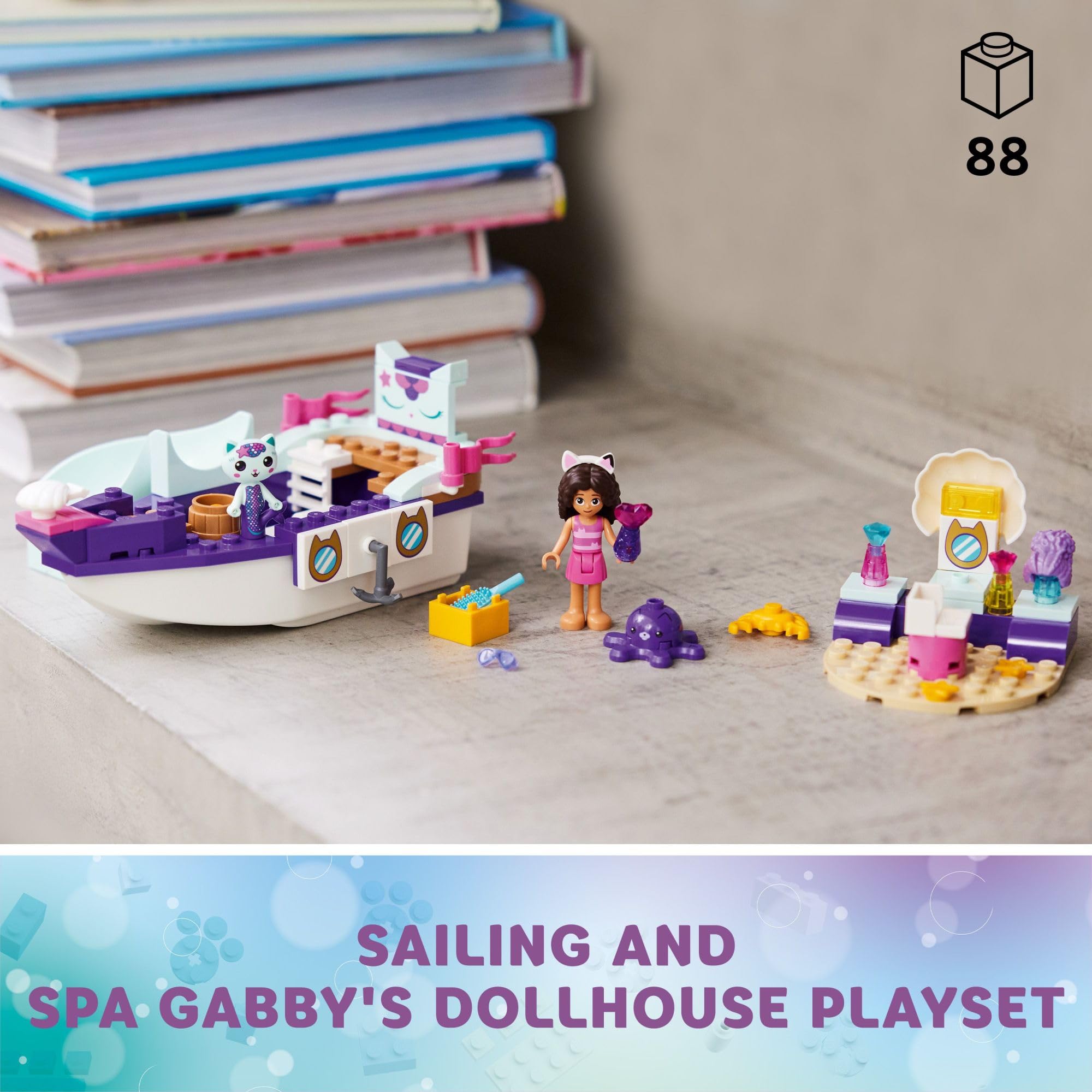 LEGO Gabby's Dollhouse Gabby& Mercat’s Ship &Spa10786 Building Toy for Fans of DreamWorks Animation Series, Boat Playset, Beauty Salon & Accessories for Imaginative Play for Kids Ages 4+, Purple Pink