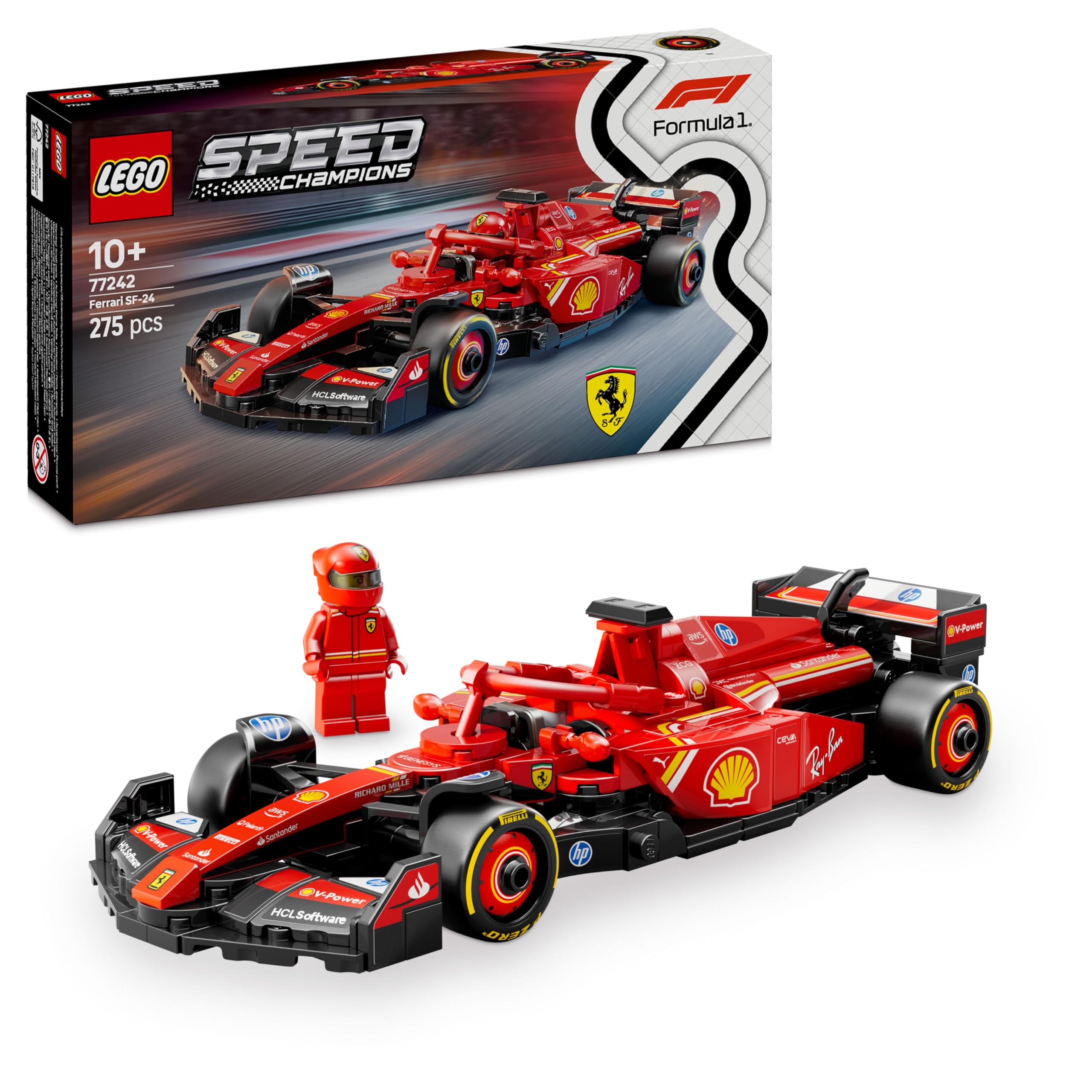 LEGO Speed Champions Ferrari SF-24 F1 Race Car Toy with a Collectible