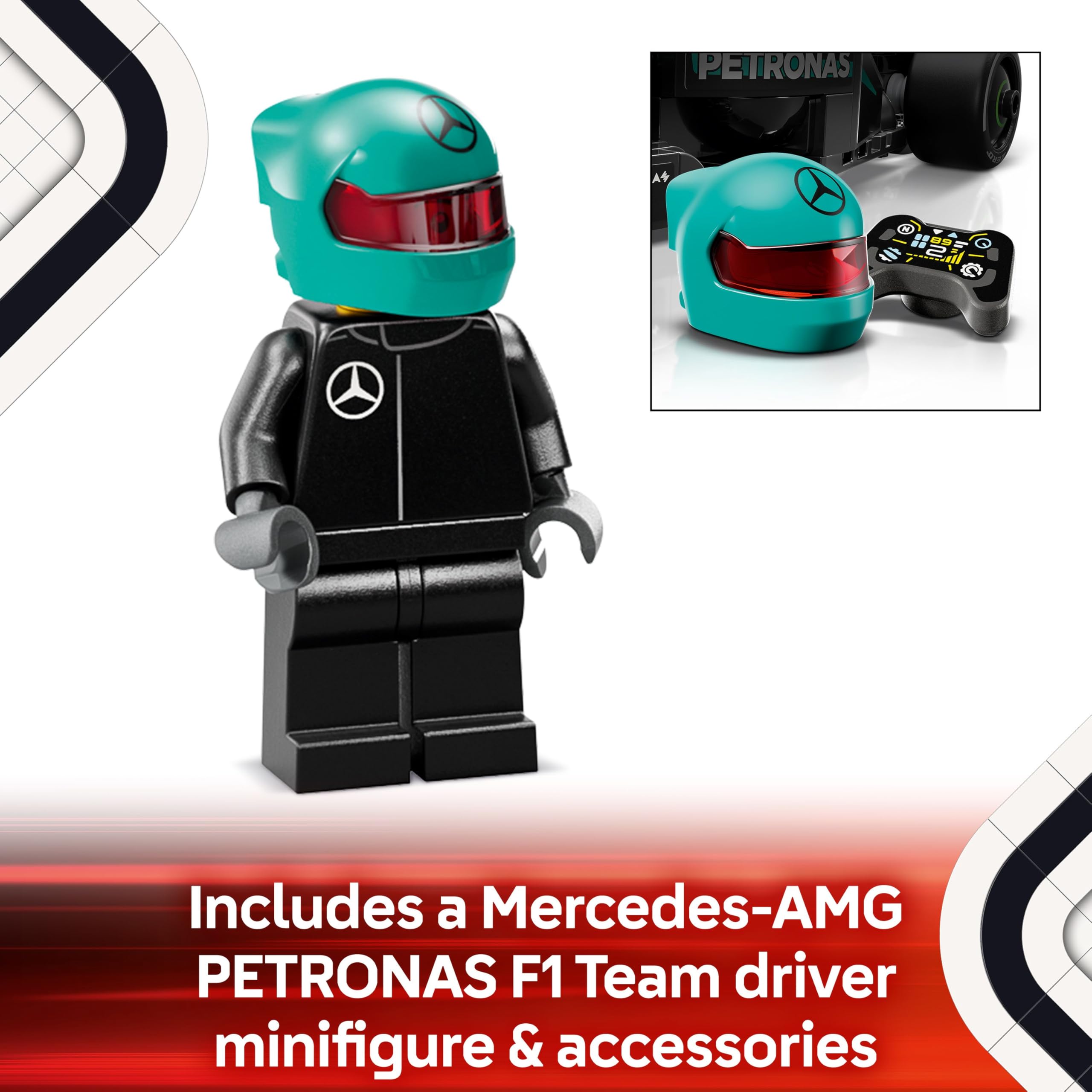 LEGO Speed Champions Mercedes-AMG F1 W15 Race Car Toy with a