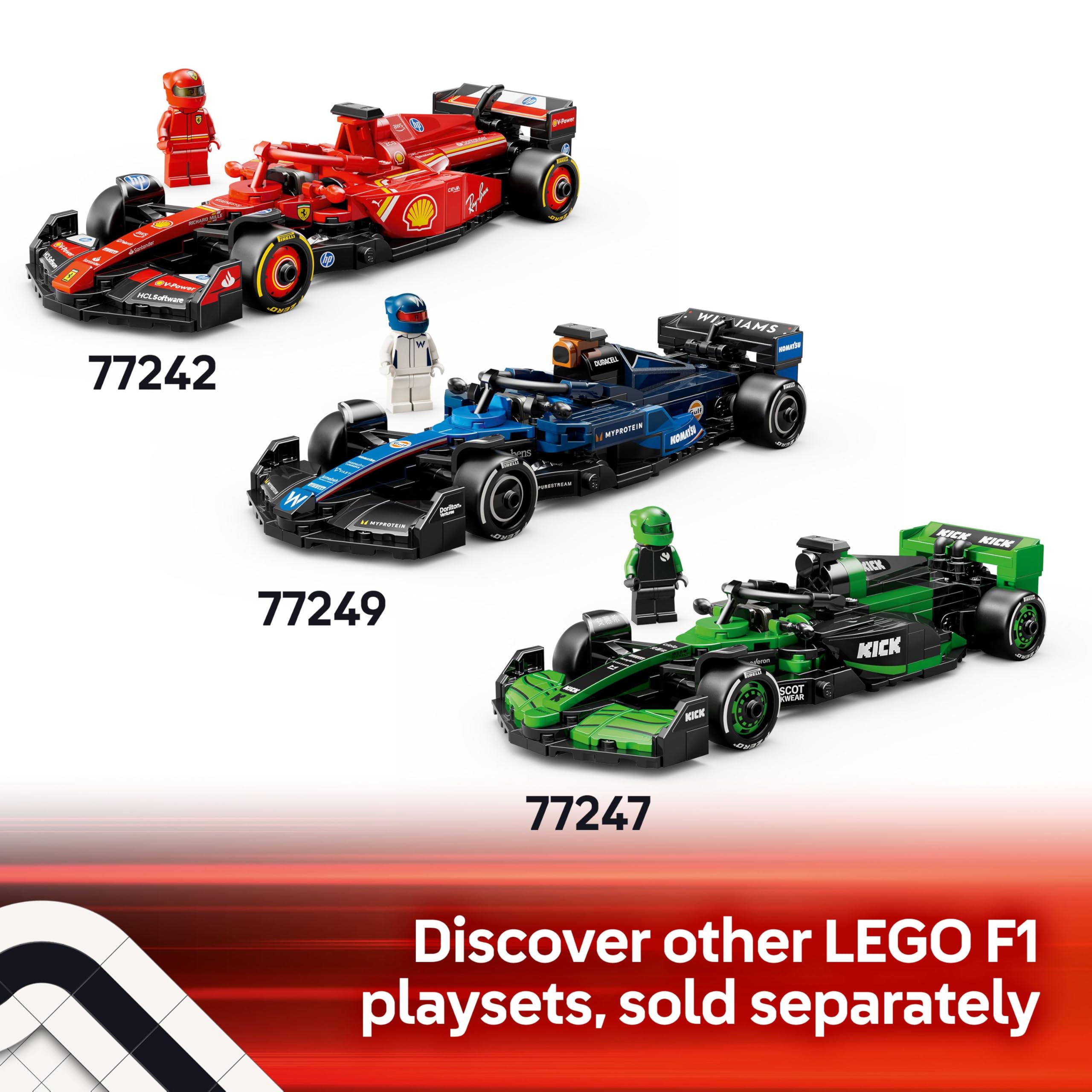 LEGO Speed Champions Aston Martin Aramco F1 AMR24 Race Car Toy with a