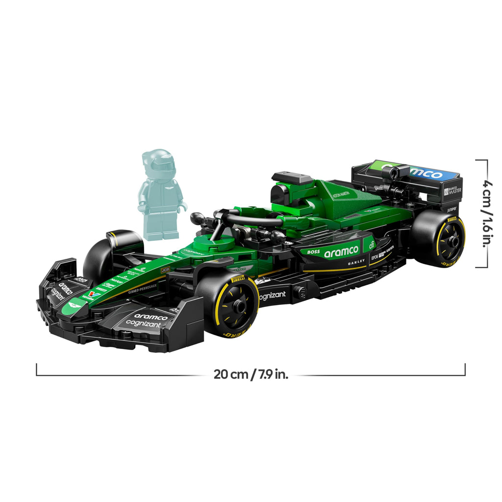 LEGO Speed Champions Aston Martin Aramco F1 AMR24 Race Car Toy with a