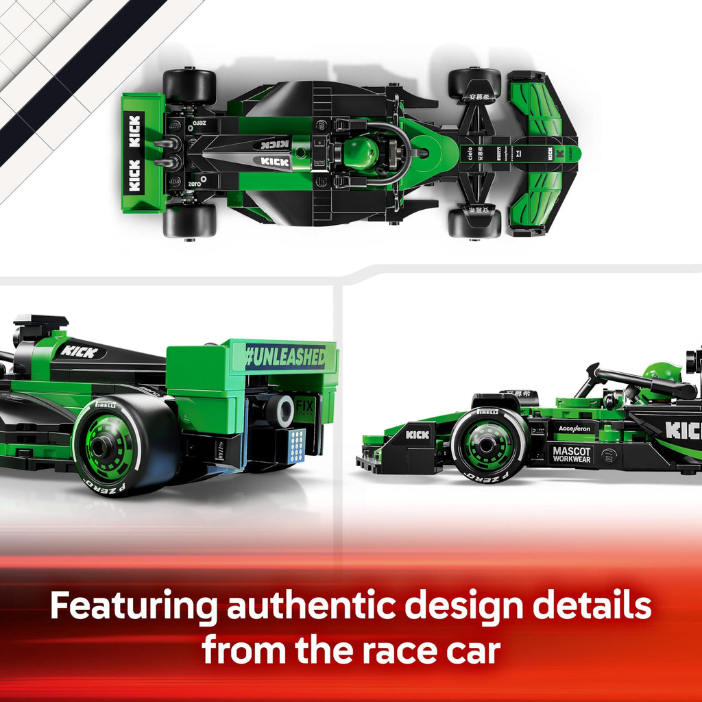 LEGO Speed Champions KICK Sauber F1 Team C44 Race Car Toy with a