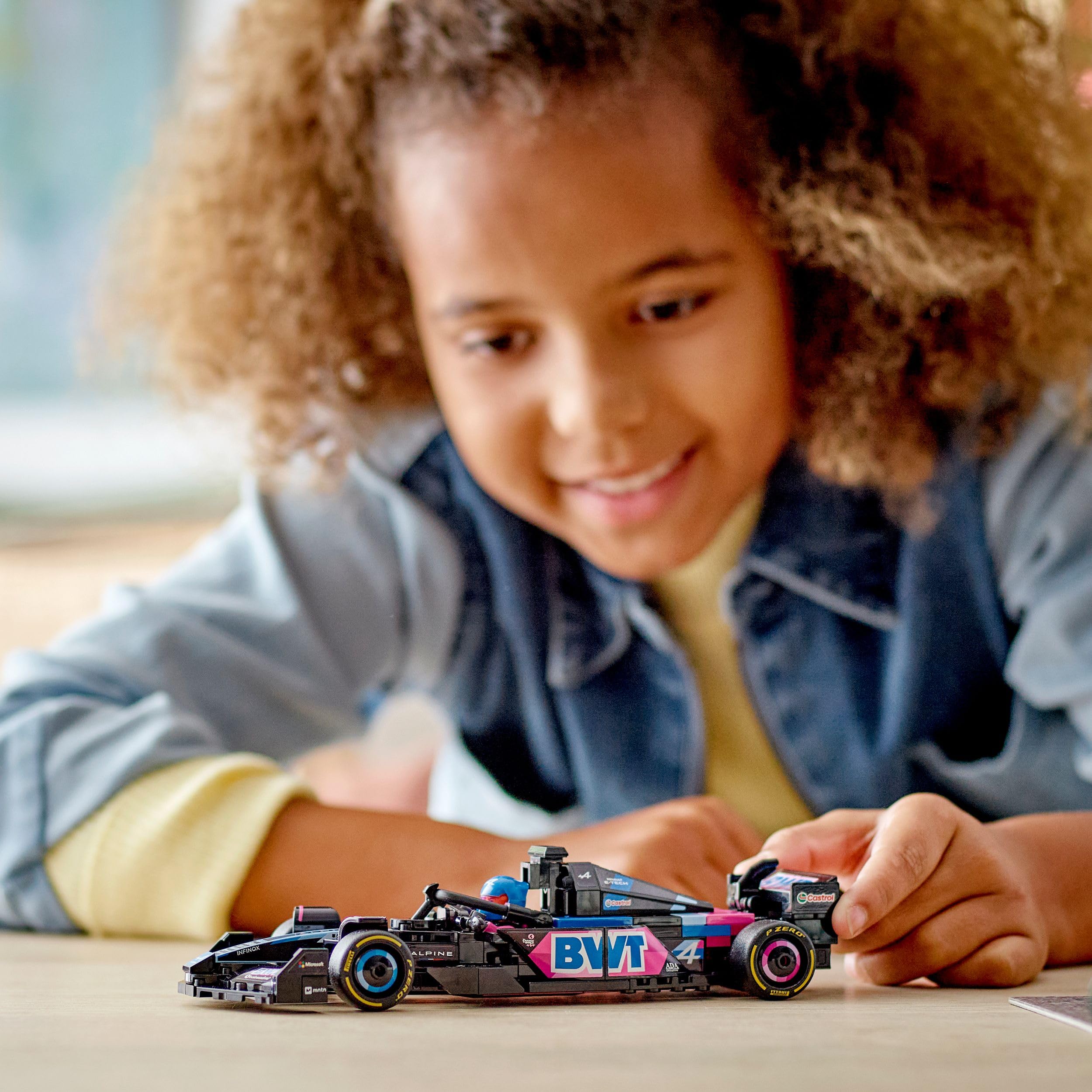 LEGO Speed Champions BWT Alpine F1 Team A524 Race Car Toy with a
