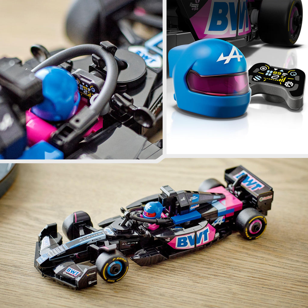 LEGO Speed Champions BWT Alpine F1 Team A524 Race Car Toy with a