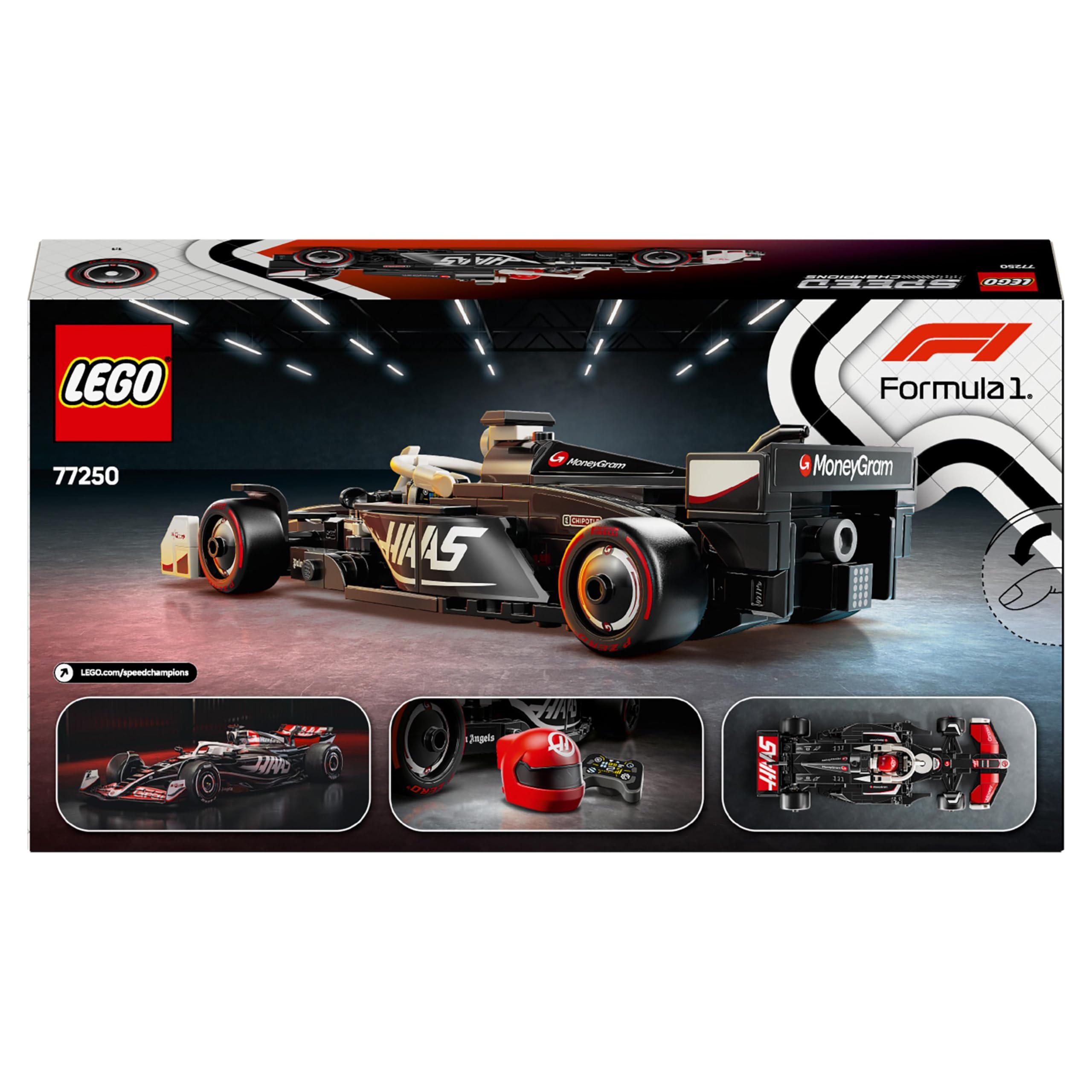 LEGO Speed Champions MoneyGram Haas F1 Team VF-24 Race Car Toy with a